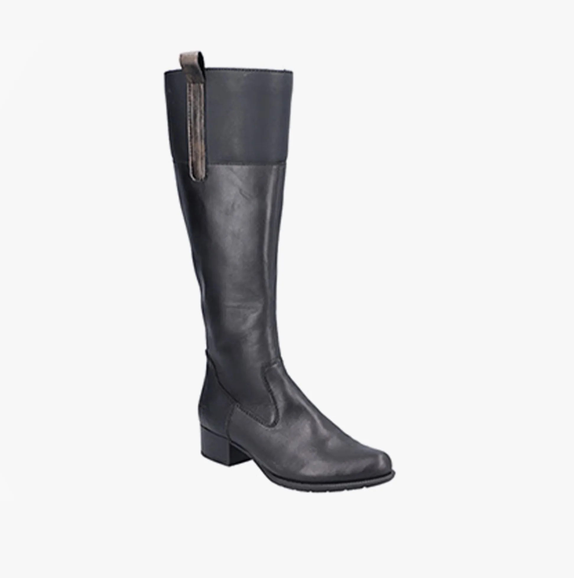 Rieker 78690-00 Womens Knee High Leather Boots Black
