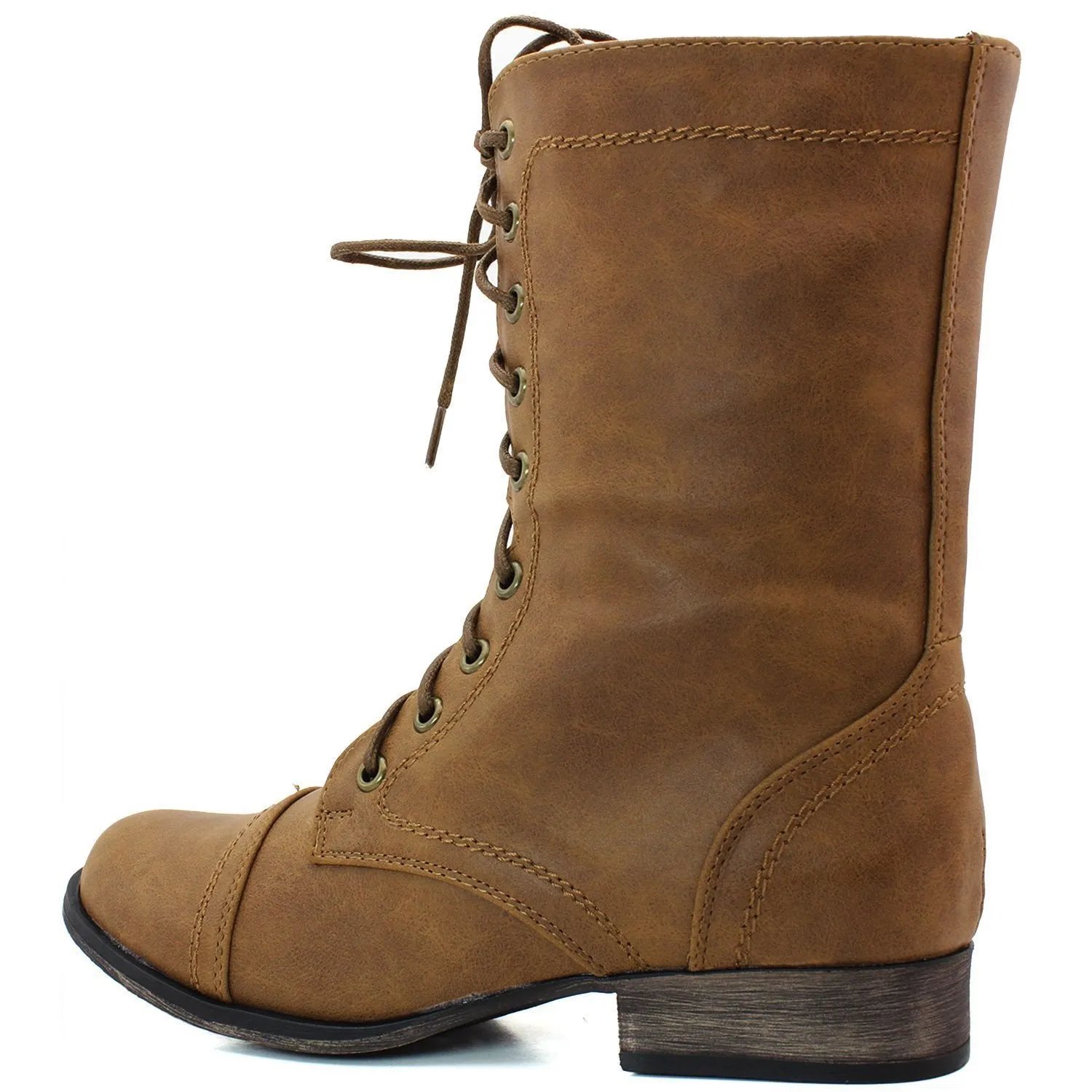 Round Toe Lace Up Military Bootie Combat Boots Women's