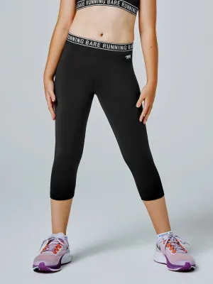 Running Bare Girls (Kids) Workout 3/4 Tight - Black
