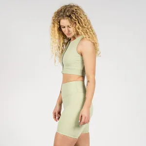 Sally Bike Shorts Final Sale - Sage Green Ribbed