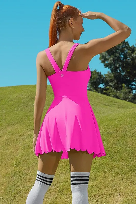 Scalloped Hem Active Dress Set