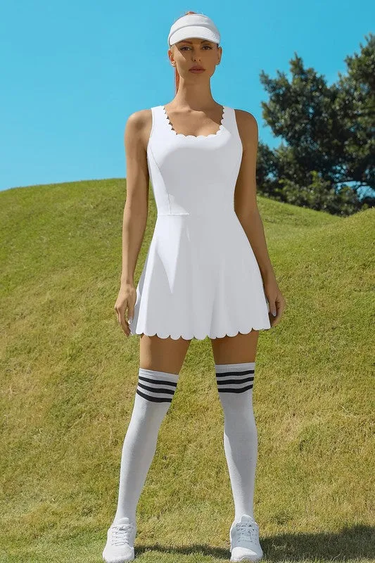 Scalloped Hem Active Dress Set