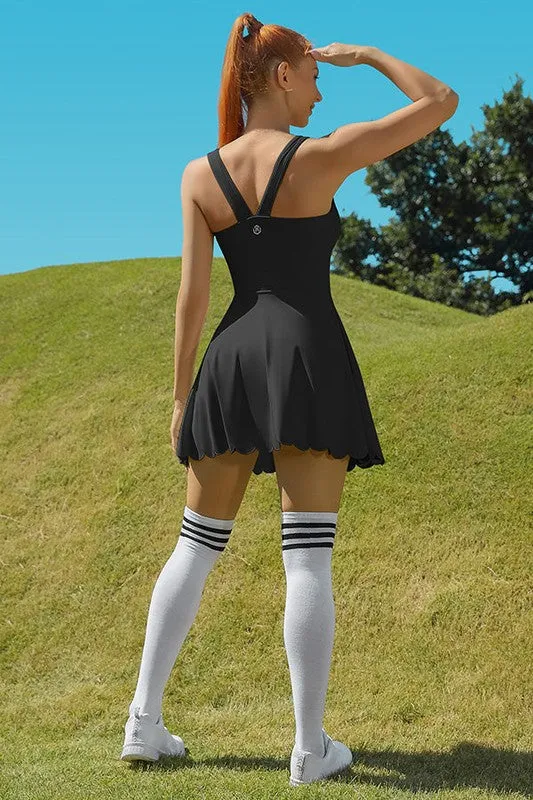 Scalloped Hem Active Dress Set