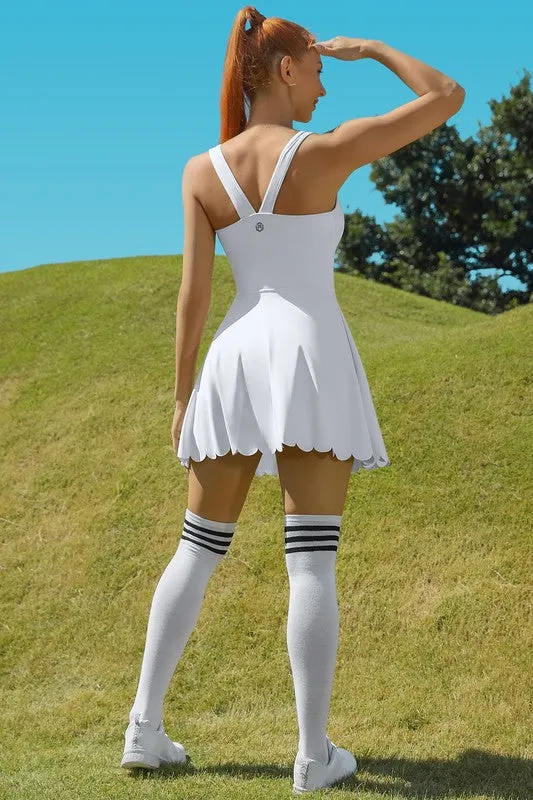 Scalloped Hem Active Dress Set
