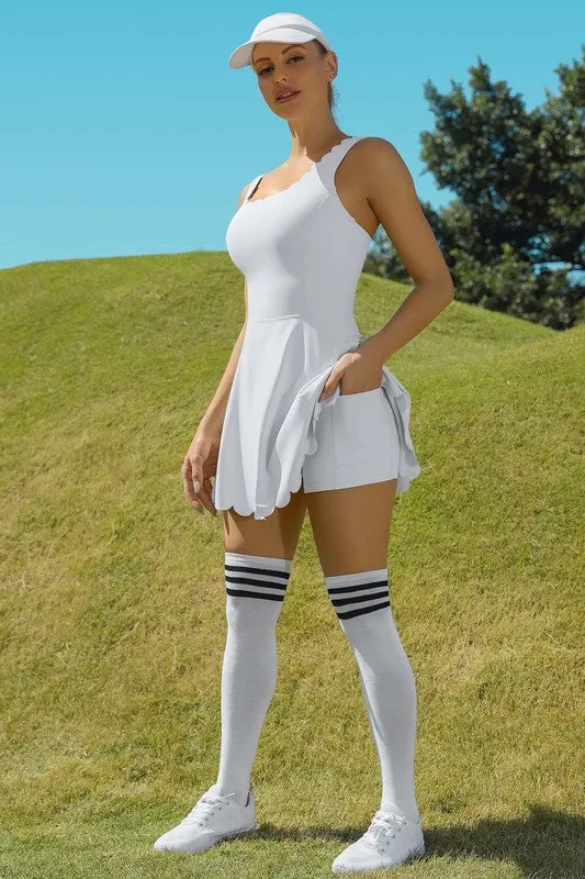 Scalloped Hem Active Dress Set