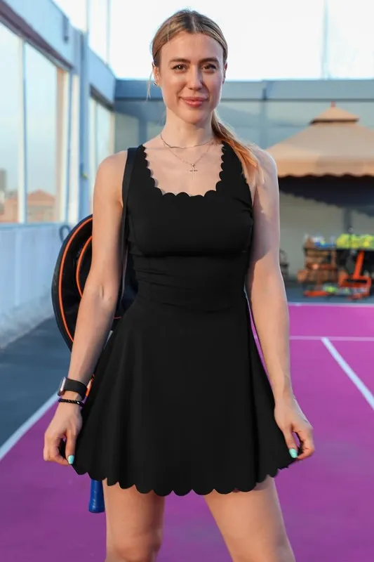 Scalloped Hem Active Dress Set