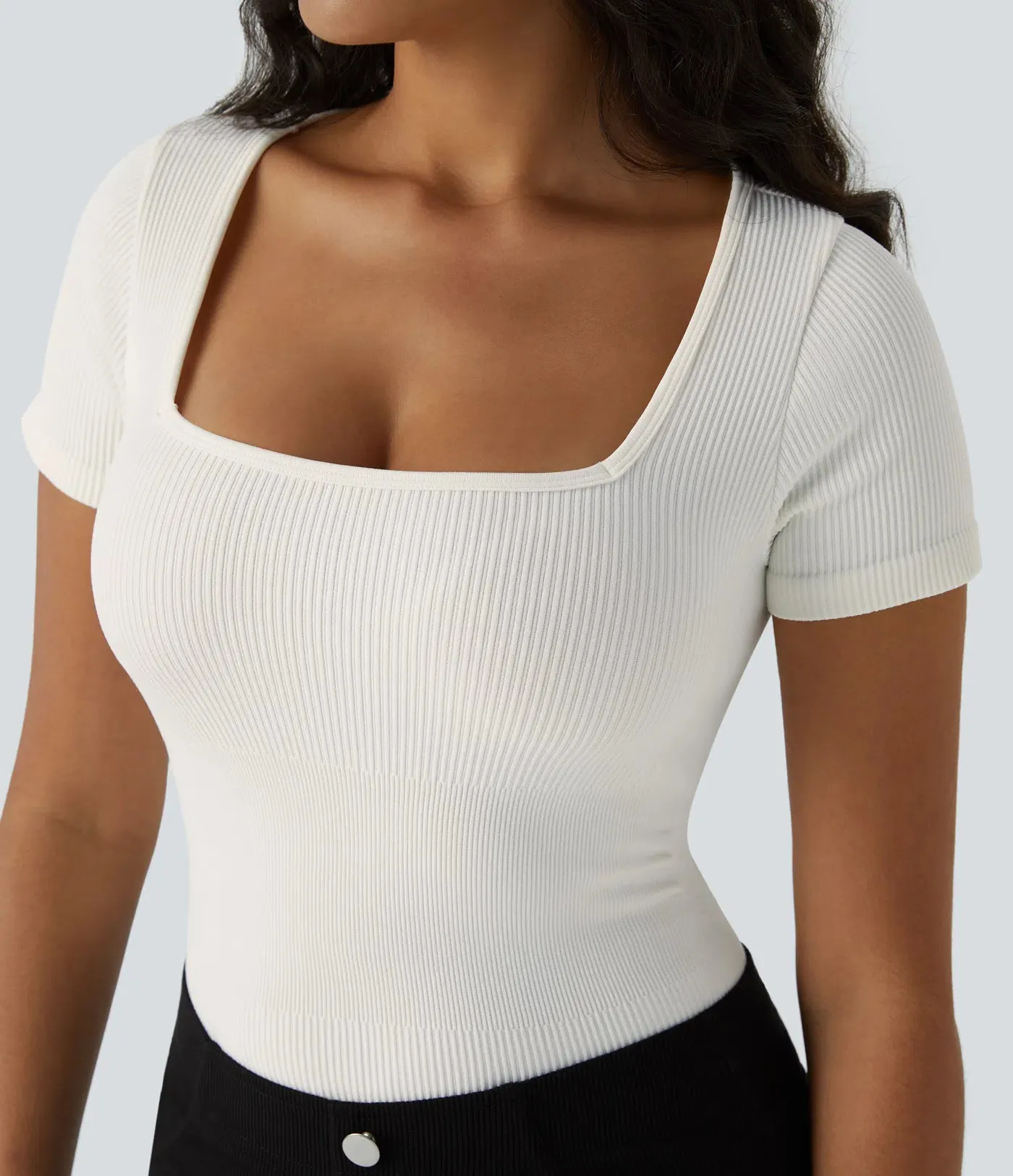 Seamless Flow Square Neck Bodysuit | Short Sleeve & Smooth Fit
