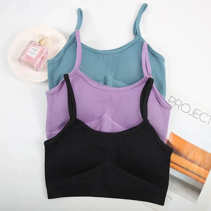 Seamless Slim Crop Top Vest with Chest Pad Activewear & Gym Clothes