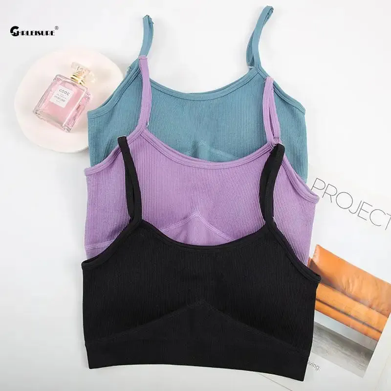 Seamless Slim Crop Top Vest with Chest Pad Activewear & Gym Clothes