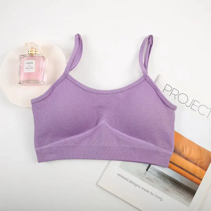 Seamless Slim Crop Top Vest with Chest Pad Activewear & Gym Clothes