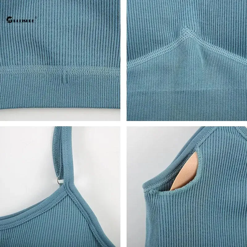 Seamless Slim Crop Top Vest with Chest Pad Activewear & Gym Clothes
