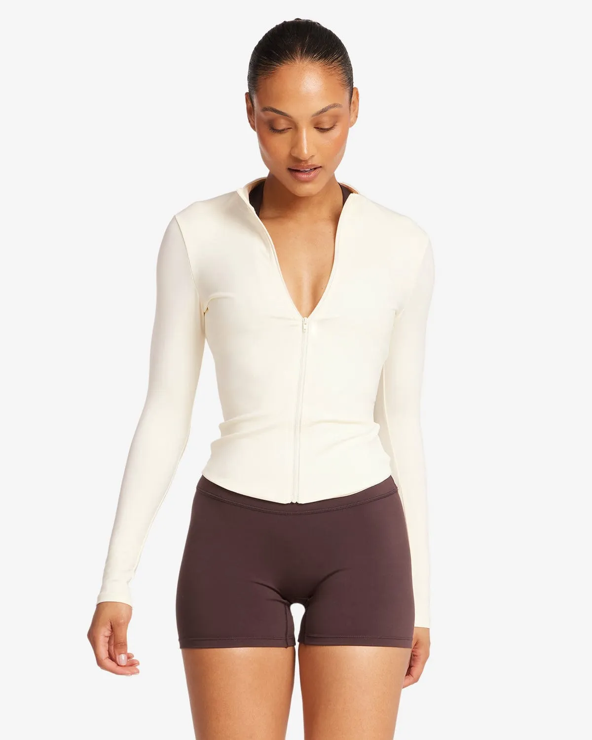 Serenity Longline Zip Up Jacket | Buttercream