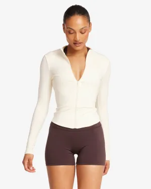 Serenity Longline Zip Up Jacket | Buttercream