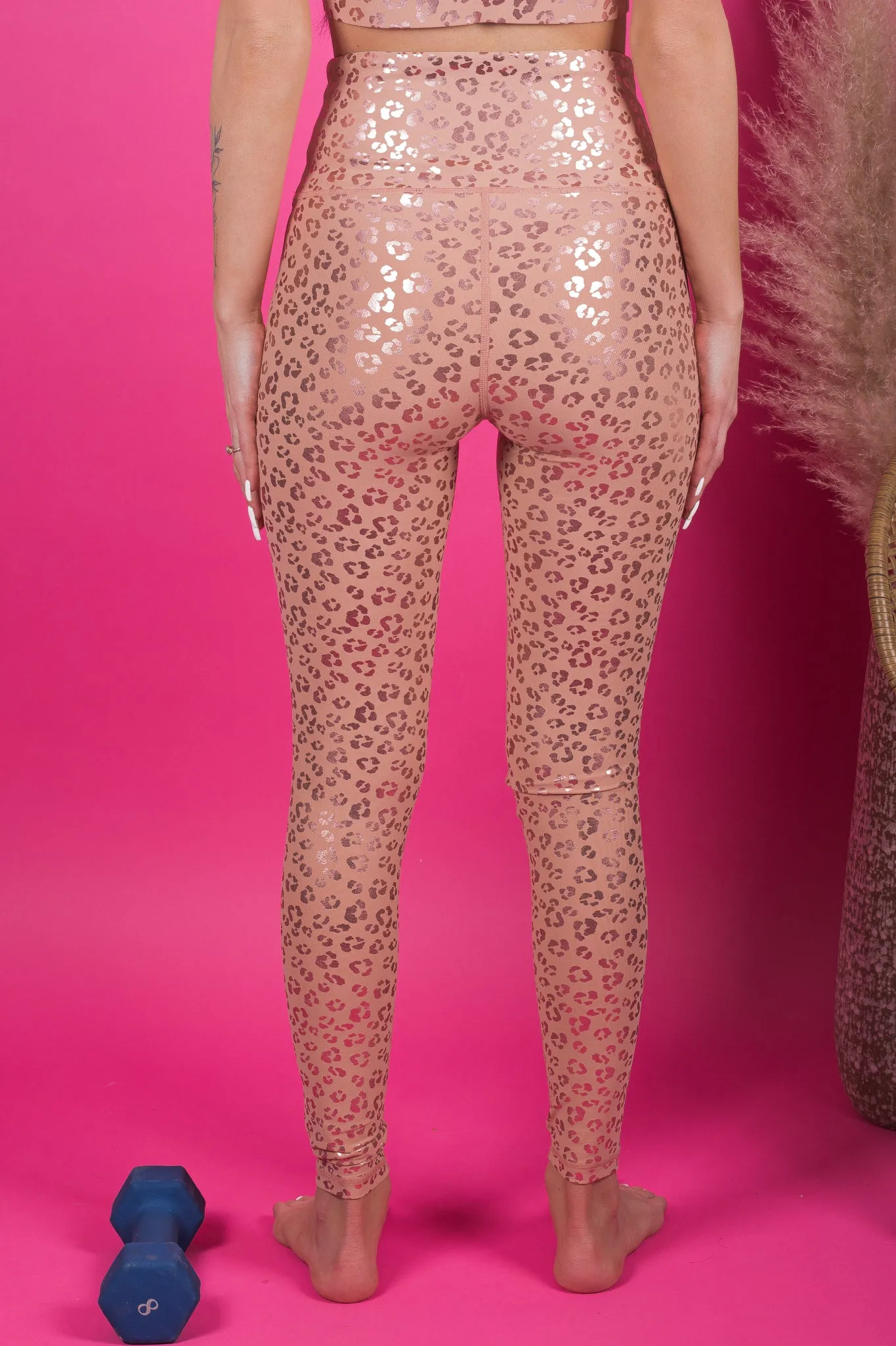 Setting Records High Waisted Foil Leopard Print Leggings