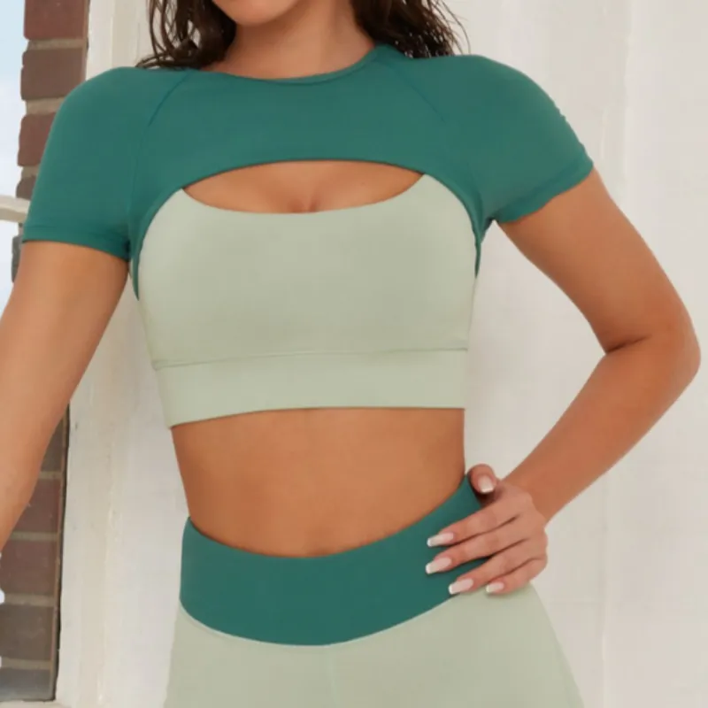 Short Sleeve Layered Workout Top