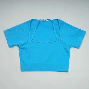 Short Sleeve Seamless Crop Top for Women - Yoga Shirts