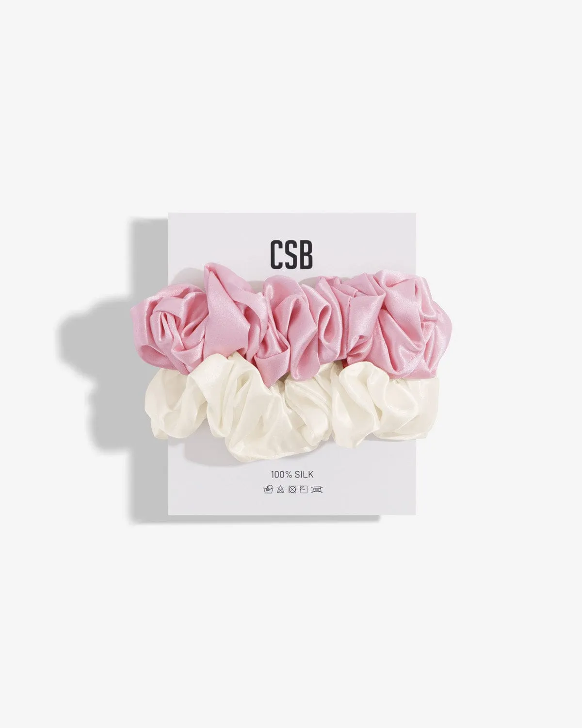 Silk Scrunchie 2 Pack | Vanilla/Blossom