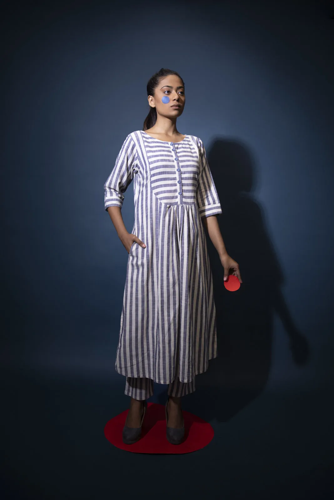 Slate and white striped co-ord set