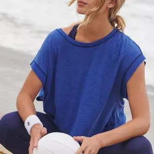 Slouchy wrapped cutout back workout short sleeve Tee