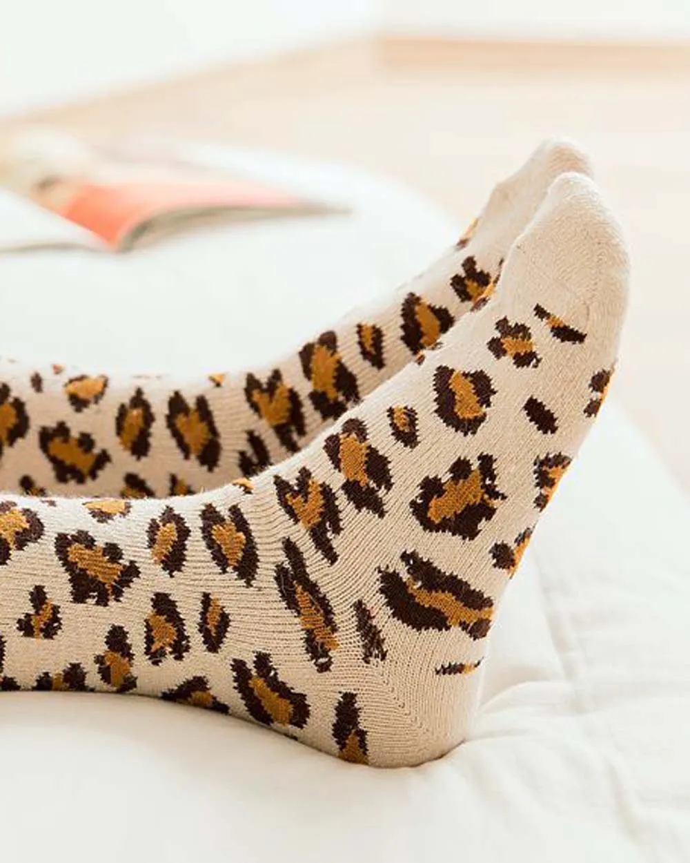 Soft Leopard Socks in Cream