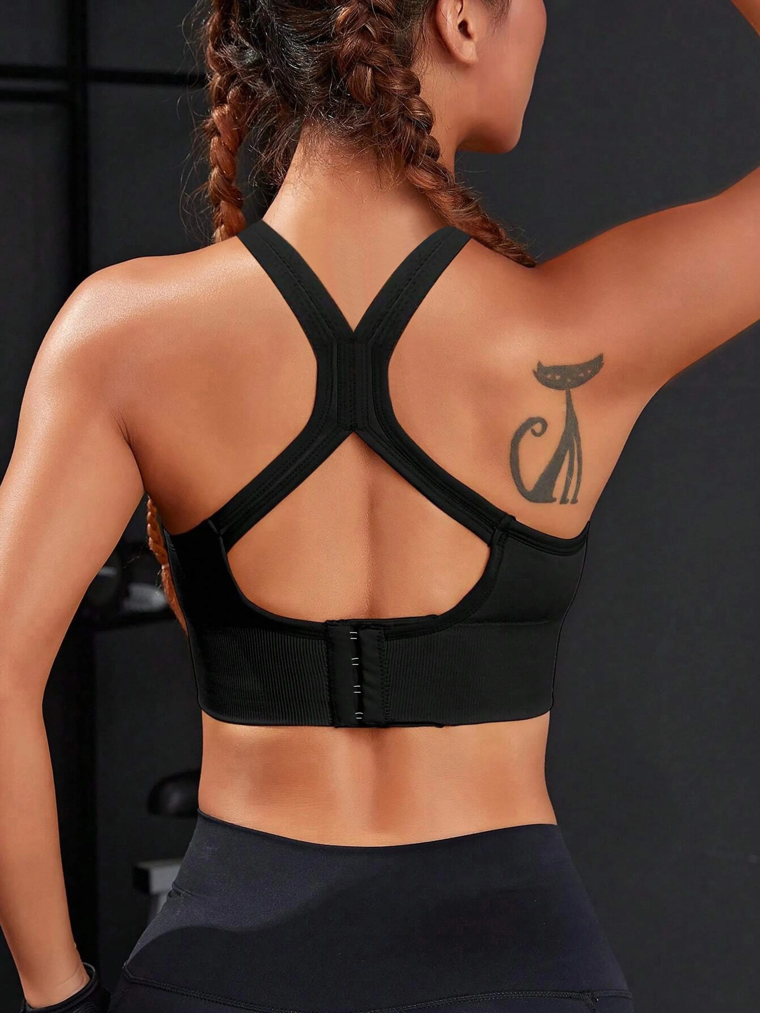 Solid Color Beauty Back Sports Bra, Shockproof Running Workout Yoga Bra With Padded, Women's Activewear