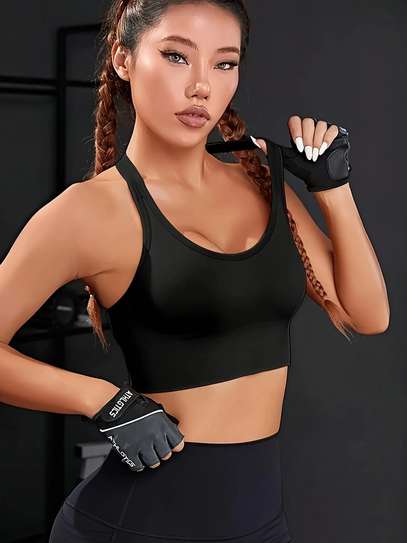 Solid Color Beauty Back Sports Bra, Shockproof Running Workout Yoga Bra With Padded, Women's Activewear