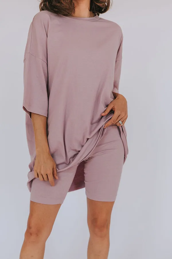 Solid Short Sleeve Short Set