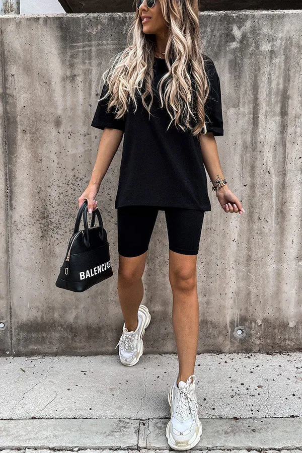 Solid Short Sleeve Short Set
