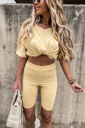 Solid Short Sleeve Short Set