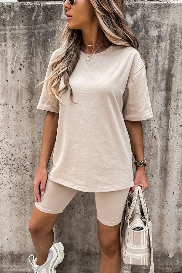 Solid Short Sleeve Short Set