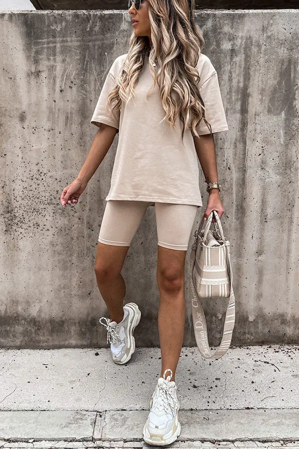 Solid Short Sleeve Short Set