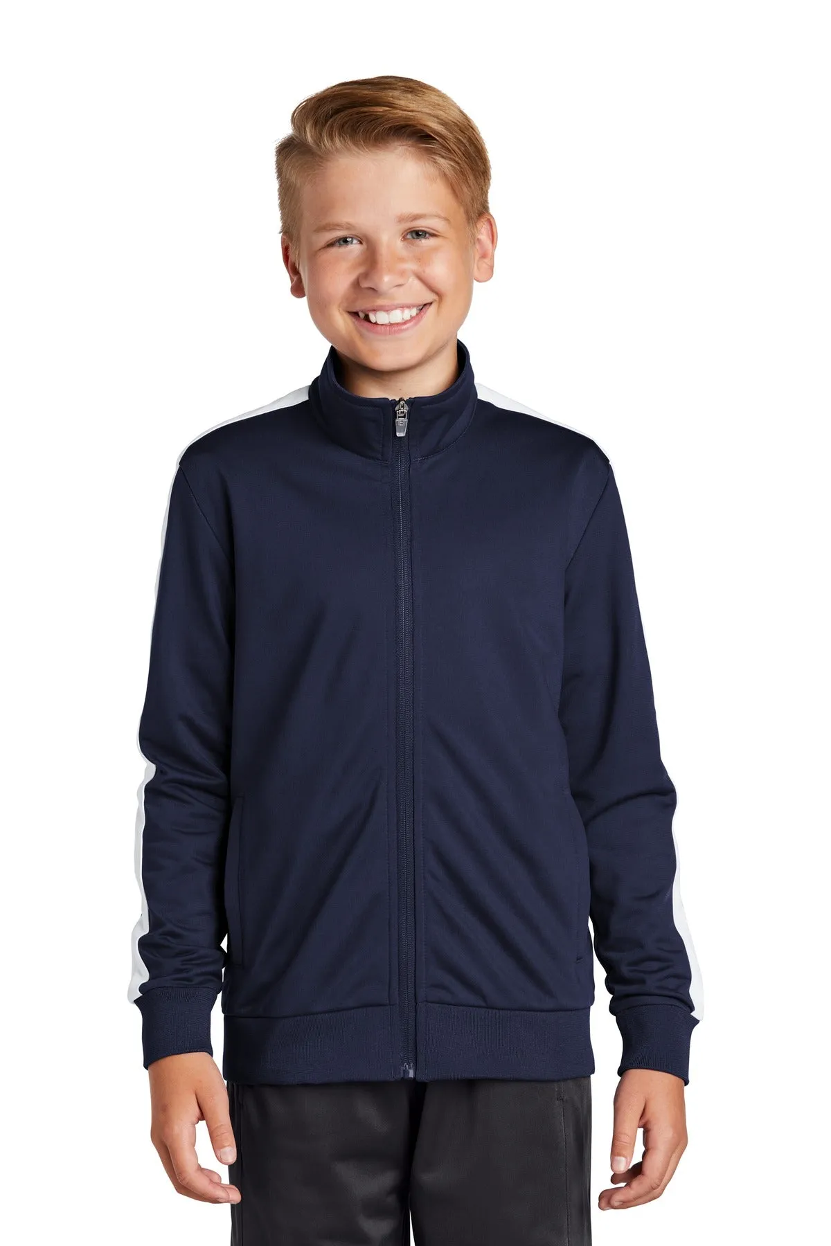 Sport-Tek ¨ Youth Tricot Sleeve Stripe Track Jacket. YST94