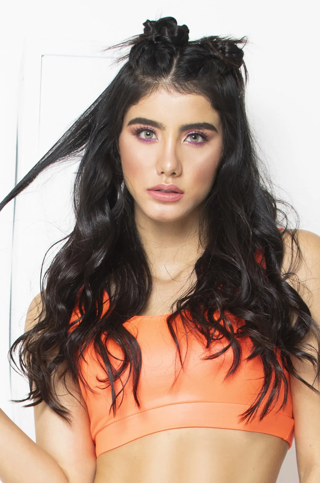 Sports Bra Elite Leather Effect Tangerine Color
