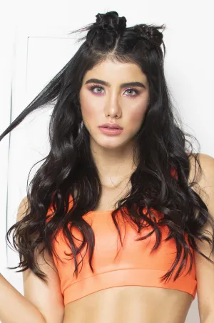Sports Bra Elite Leather Effect Tangerine Color