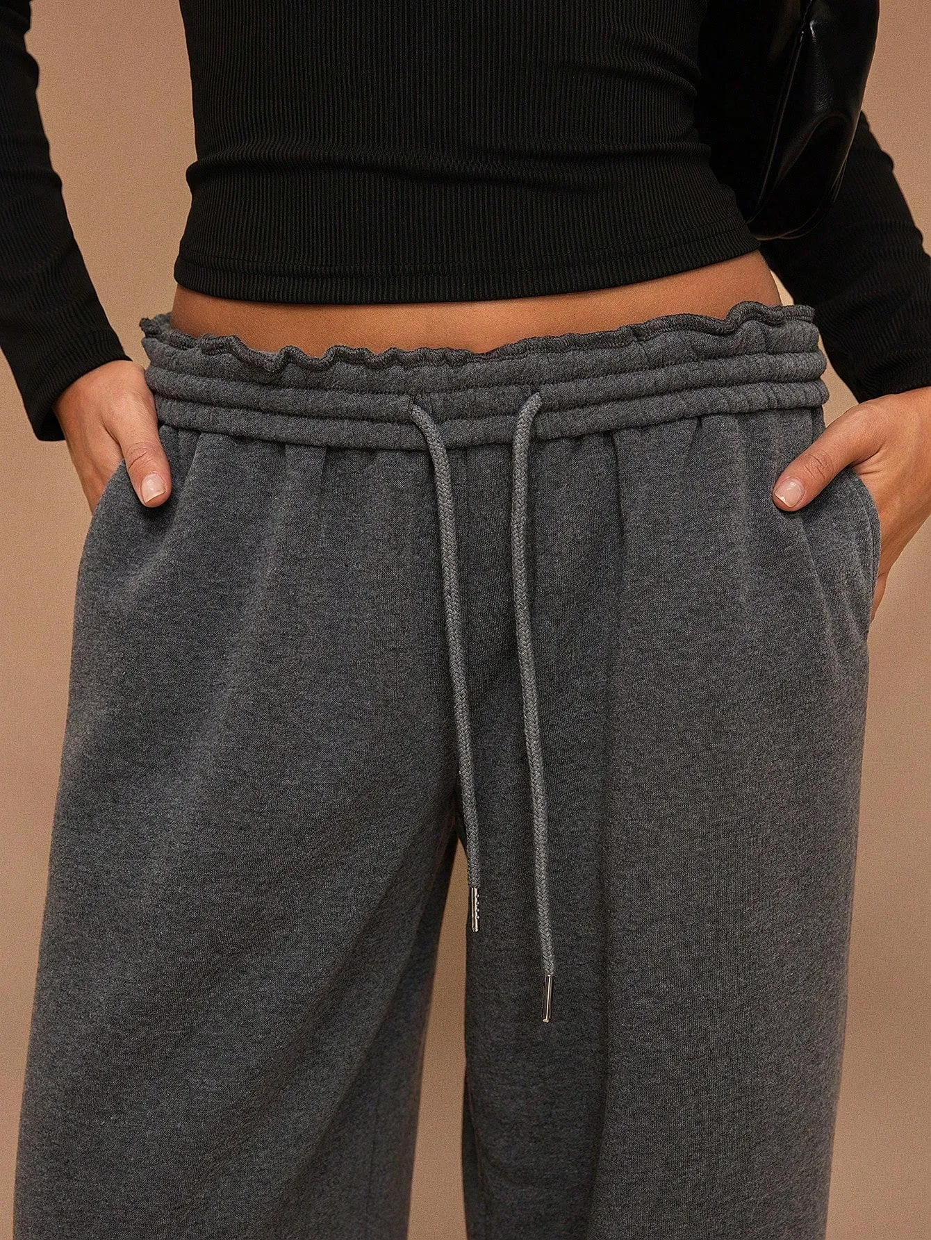 Stay Cozy and Stylish with Thick Warm Low-Rise Wide-Leg Sweatpants