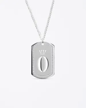 Sterling Silver Dog Tag Diamond Necklace & Pendant