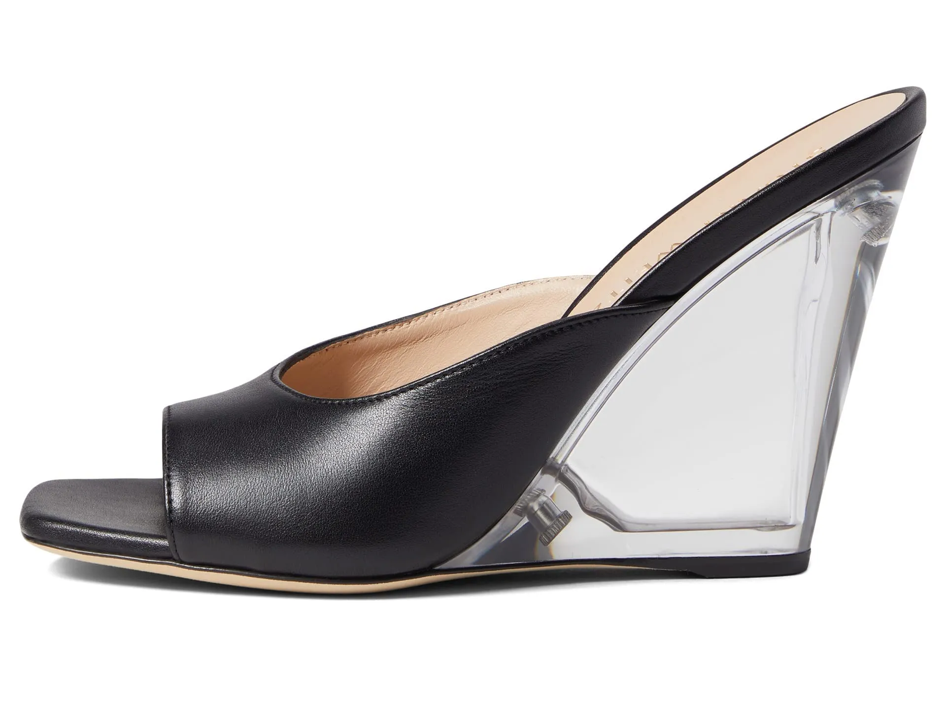 Stuart Weitzman Womens Tia 100 Lucite Wedge Black 9 B