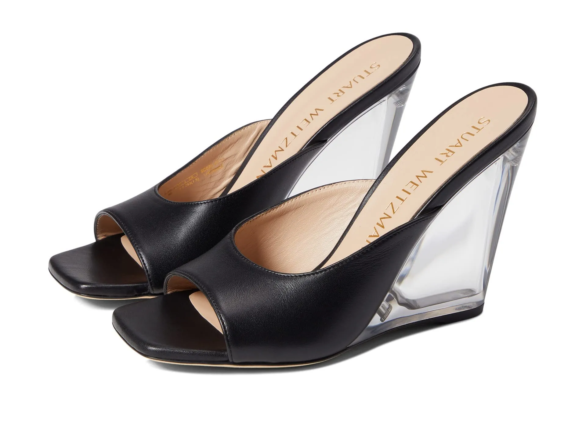 Stuart Weitzman Womens Tia 100 Lucite Wedge Black 9 B