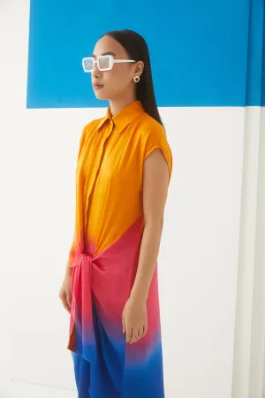 Studio Rigu Paradnaya Sunset Knot Dress   Tie Dye Vegan Silk Arcadia Collection
