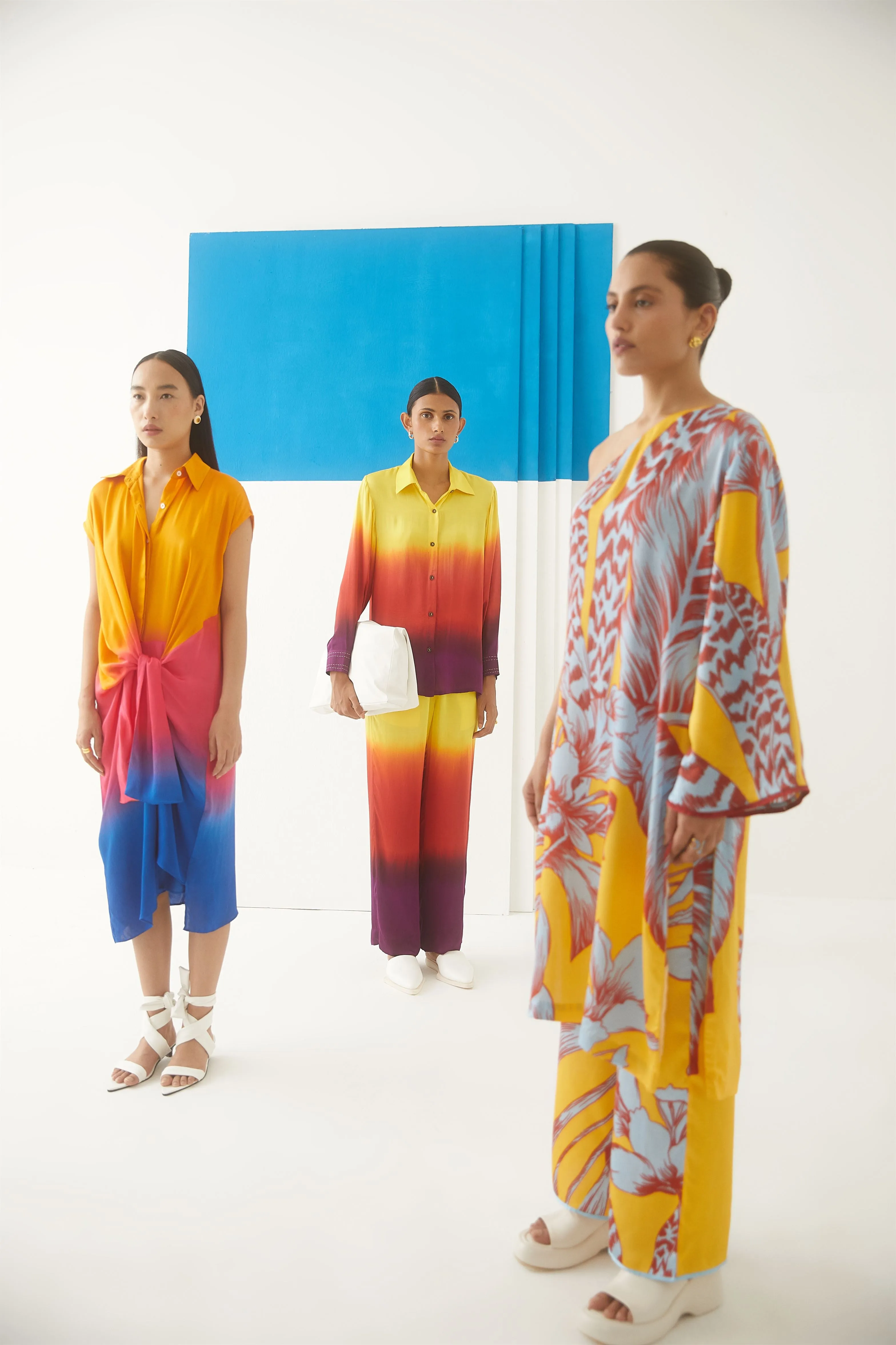 Studio Rigu Paradnaya Sunset Knot Dress   Tie Dye Vegan Silk Arcadia Collection
