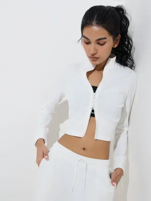 Studiofit White Ribbed Jacket