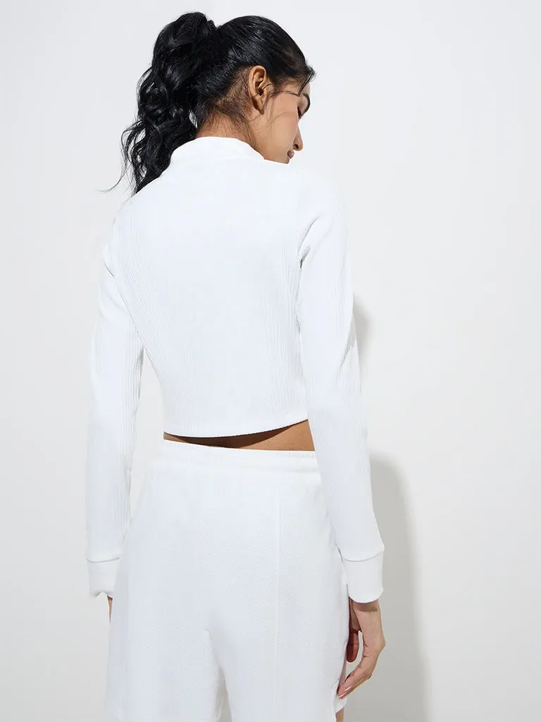 Studiofit White Ribbed Jacket