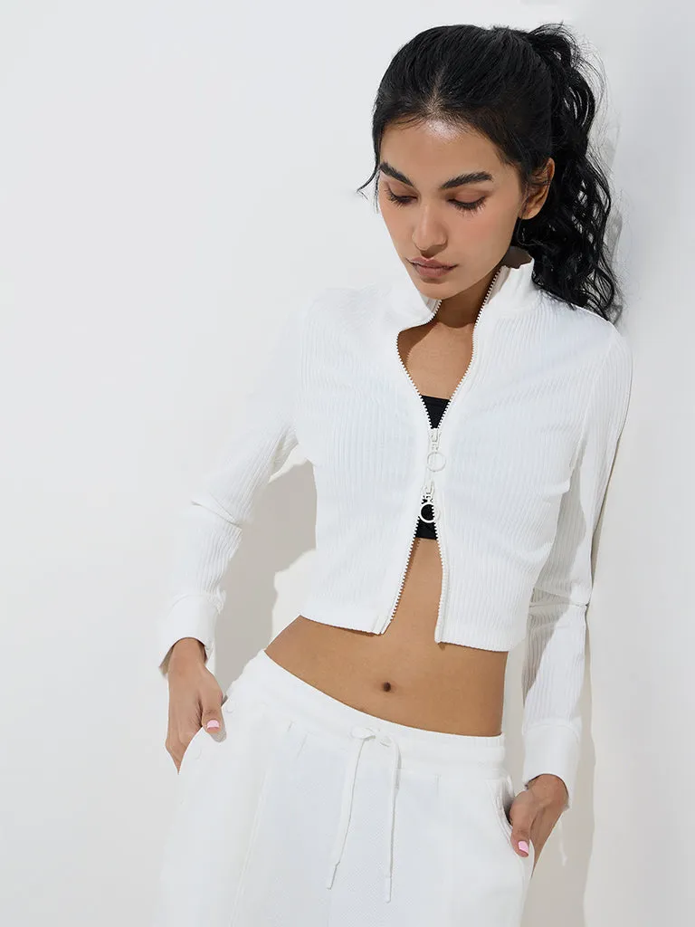 Studiofit White Ribbed Jacket