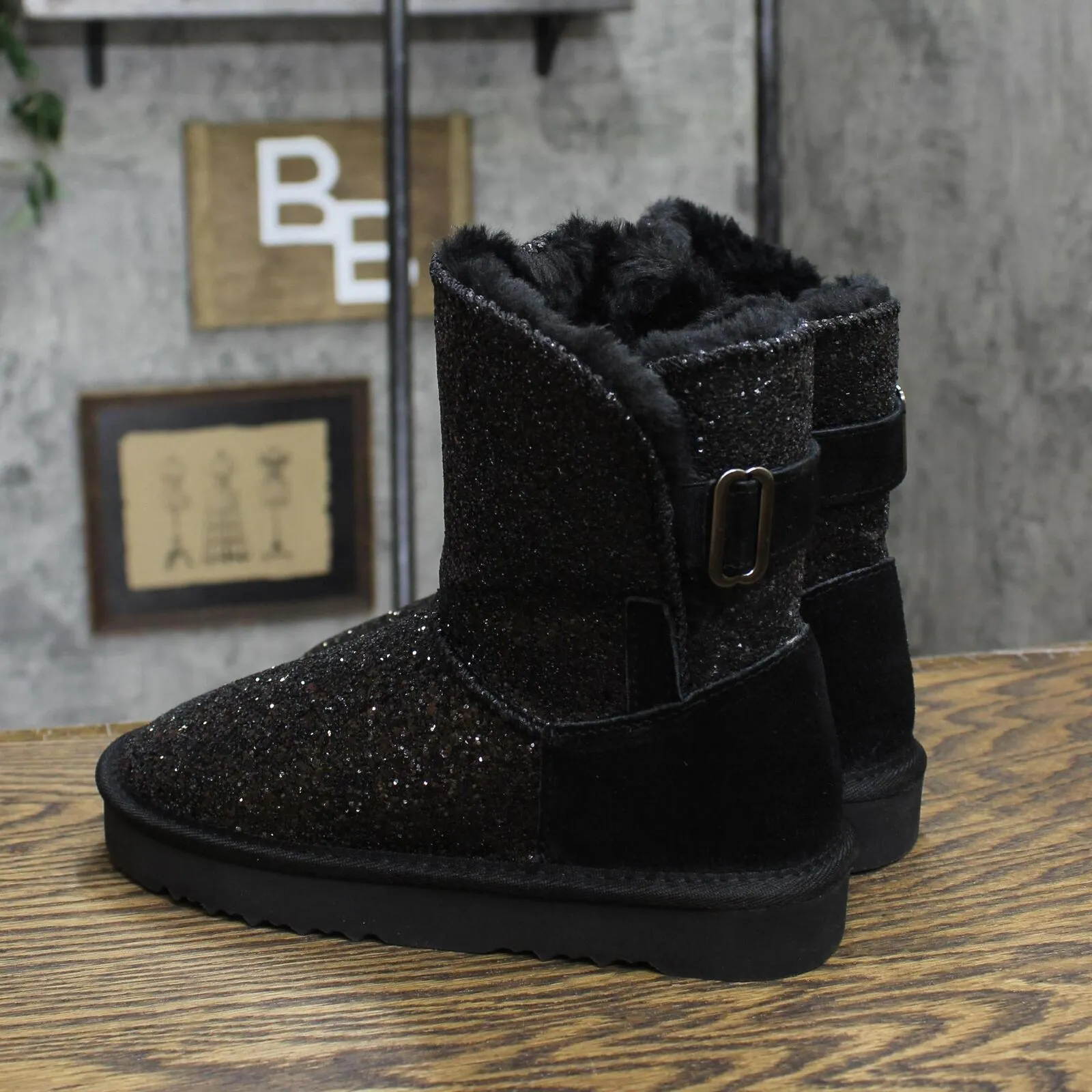 Style & Co. Womens Teenyy Suede Pull On Ankle Boots 10013442100 Black Glitter 5M