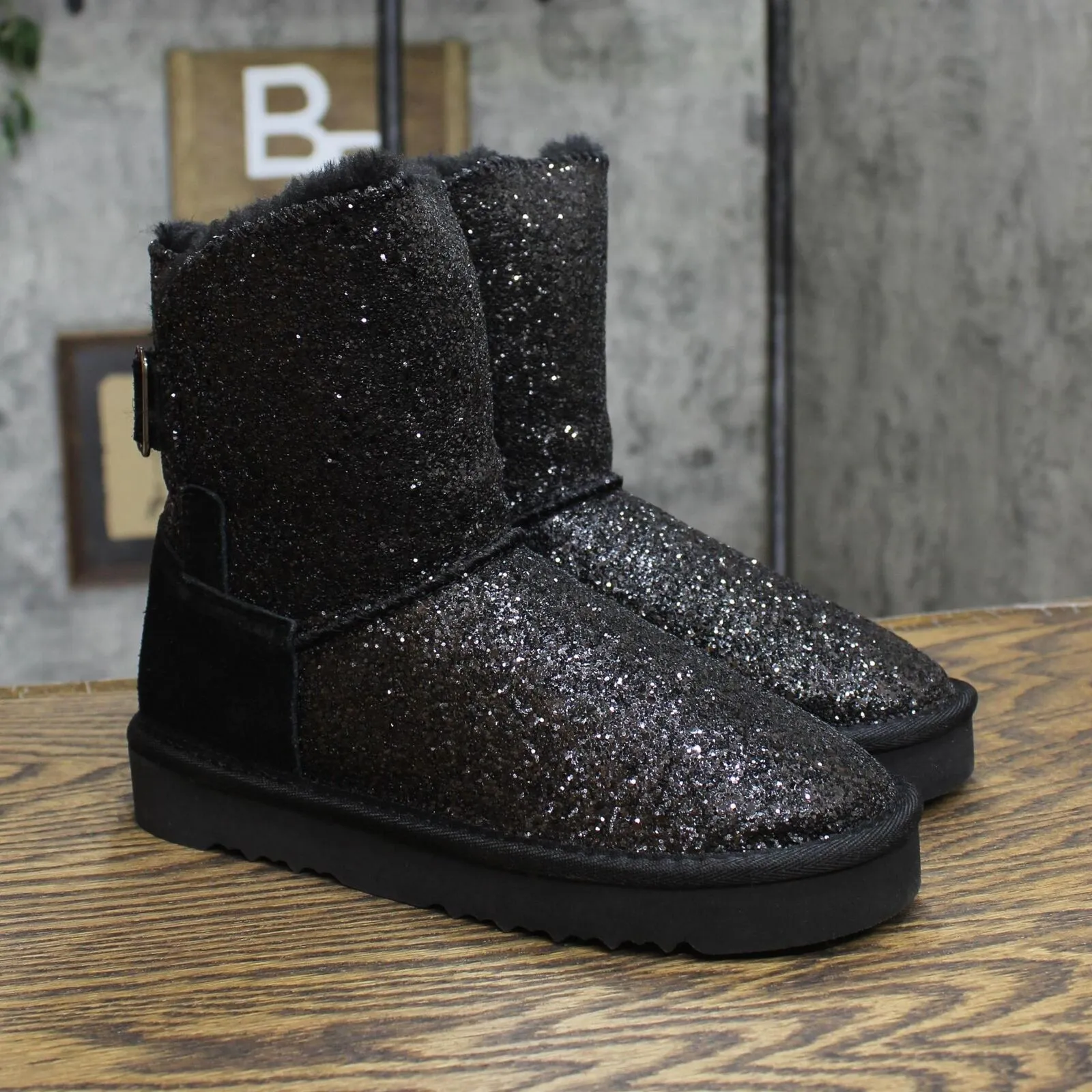 Style & Co. Womens Teenyy Suede Pull On Ankle Boots 10013442100 Black Glitter 5M