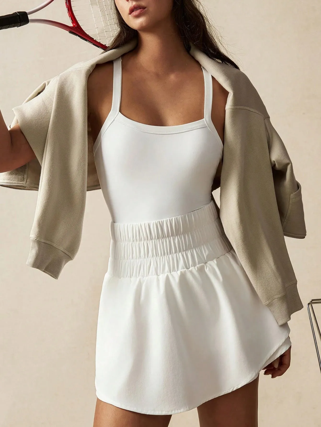 Stylish White Cross-Strap Athletic Dress | Activewear for Women