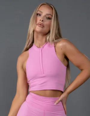 Summer 22 Zip Crop - Pink