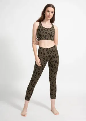 Surf & Yoga Leggings mit Green Leopard Print
