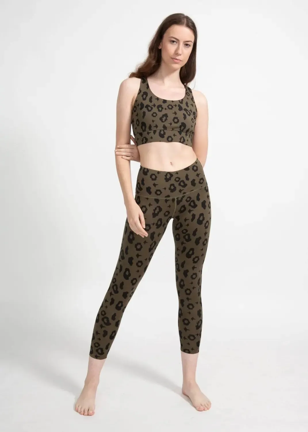 Surf & Yoga Leggings mit Green Leopard Print