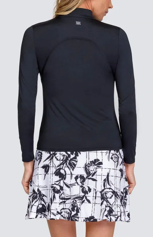 Tail Activewear AMELIA Zip Mock 3/4  Sleeve - Onyx Black